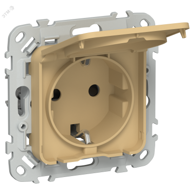 FLITE Розетка с заземлением с защитными шторками и крышкой безвинтовое крепление 16А IP44 РСшкр11-1-44-ФлШм шамуа IEK