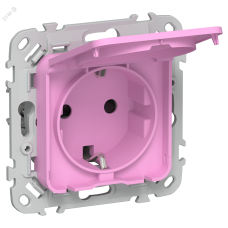 FLITE Розетка с заземлением с защитными шторками и крышкой безвинтовое крепление 16А IP44 РСшкр11-1-44-ФлПр пурпурный IEK