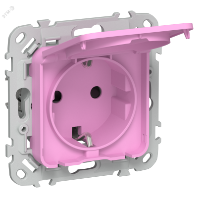 FLITE Розетка с заземлением с защитными шторками и крышкой безвинтовое крепление 16А IP44 РСшкр11-1-44-ФлПр пурпурный IEK