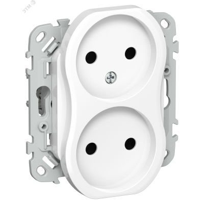 FLITE Розетка 2-местная без заземления без защитных шторок безвинтовое крепление 10А РС02-1-ФлБ белый IEK
