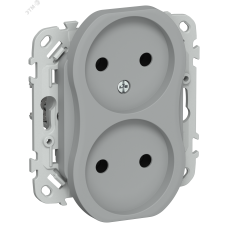 FLITE Розетка 2-местная без заземления без защитных шторок безвинтовое крепление 10А РС02-1-ФлС серый IEK