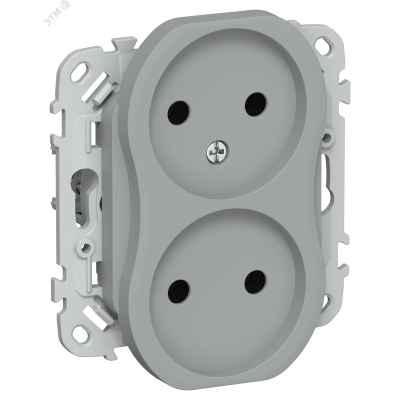 FLITE Розетка 2-местная без заземления без защитных шторок безвинтовое крепление 10А РС02-1-ФлС серый IEK