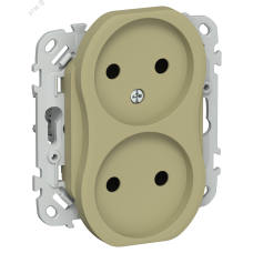 FLITE Розетка 2-местная без заземления без защитных шторок безвинтовое крепление 10А РС02-1-ФлО оливковый IEK