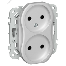 FLITE Розетка 2-местная без заземления без защитных шторок безвинтовое крепление 10А РС02-1-ФлА алюминий IEK