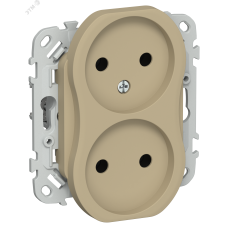 FLITE Розетка 2-местная без заземления без защитных шторок безвинтовое крепление 10А РС02-1-ФлХ хаки IEK