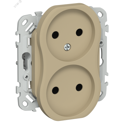 FLITE Розетка 2-местная без заземления без защитных шторок безвинтовое крепление 10А РС02-1-ФлХ хаки IEK