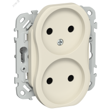 FLITE Розетка 2-местная без заземления без защитных шторок безвинтовое крепление 10А РС02-1-ФлСл сливочный IEK