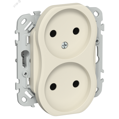 FLITE Розетка 2-местная без заземления без защитных шторок безвинтовое крепление 10А РС02-1-ФлСл сливочный IEK