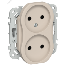 FLITE Розетка 2-местная без заземления без защитных шторок безвинтовое крепление 10А РС02-1-ФлЛ льняной IEK