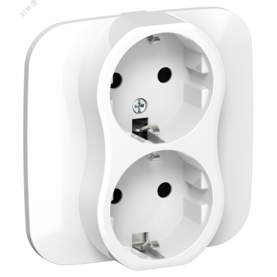 FLITE Розетка 2-местная с заземлением без защитных шторок безвинтовое крепление 16А в сборе РС12-1-А-ФлБ белый IEK