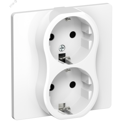 FLITE Розетка 2-местная с заземлением без защитных шторок безвинтовое крепление 16А в сборе РС12-1-К-ФлБ белый IEK