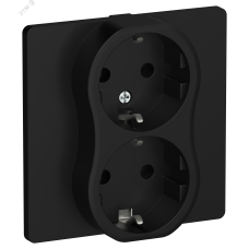FLITE Розетка 2-местная с заземлением без защитных шторок безвинтовое крепление 16А в сборе РС12-1-К-ФлЧ черный IEK
