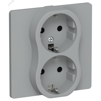 FLITE Розетка 2-местная с заземлением без защитных шторок безвинтовое крепление 16А в сборе РС12-1-К-ФлС серый IEK