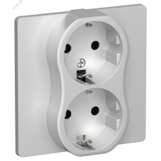 FLITE Розетка 2-местная с заземлением без защитных шторок безвинтовое крепление 16А в сборе РС12-1-К-ФлА алюминий IEK