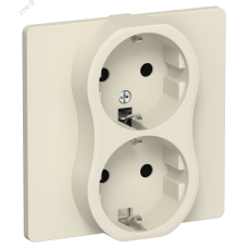 FLITE Розетка 2-местная с заземлением без защитных шторок безвинтовое крепление 16А в сборе РС12-1-К-ФлСл сливочный IEK
