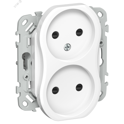 FLITE Розетка 2-местная без заземления с защитными шторками безвинтовое крепление 10А РСш02-1-ФлБ белый IEK