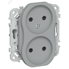 FLITE Розетка 2-местная без заземления с защитными шторками безвинтовое крепление 10А РСш02-1-ФлС серый IEK