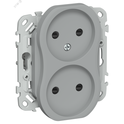 FLITE Розетка 2-местная без заземления с защитными шторками безвинтовое крепление 10А РСш02-1-ФлС серый IEK