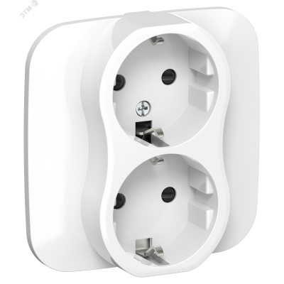 FLITE Розетка 2-местная с заземлением с защитными шторками безвинтовое крепление 16А в сборе РСш12-1-А-ФлБ белый IEK
