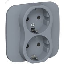 FLITE Розетка 2-местная с заземлением с защитными шторками безвинтовое крепление 16А в сборе РСш12-1-А-ФлМ маренго IEK