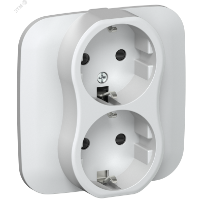 FLITE Розетка 2-местная с заземлением с защитными шторками безвинтовое крепление 16А в сборе РСш12-1-А-ФлЖ жемчуг IEK