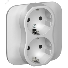FLITE Розетка 2-местная с заземлением с защитными шторками безвинтовое крепление 16А в сборе РСш12-1-А-ФлА алюминий IEK