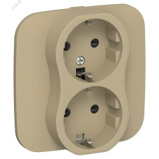 FLITE Розетка 2-местная с заземлением с защитными шторками безвинтовое крепление 16А в сборе РСш12-1-А-ФлХ хаки IEK