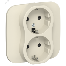 FLITE Розетка 2-местная с заземлением с защитными шторками безвинтовое крепление 16А в сборе РСш12-1-А-ФлСл сливочный IEK