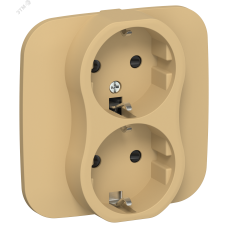 FLITE Розетка 2-местная с заземлением с защитными шторками безвинтовое крепление 16А в сборе РСш12-1-А-ФлШм шамуа IEK