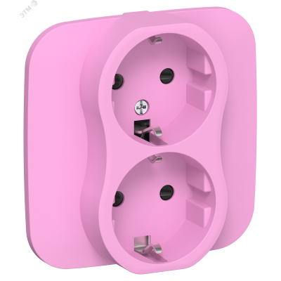 FLITE Розетка 2-местная с заземлением с защитными шторками безвинтовое крепление 16А в сборе РСш12-1-А-ФлПр пурпурный IEK