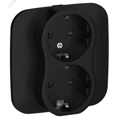FLITE Розетка 2-местная с заземлением с защитными шторками 16А в сборе РСш12-0-А-ФлЧ черный IEK