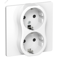 FLITE Розетка 2-местная с заземлением с защитными шторками безвинтовое крепление 16А в сборе РСш12-1-К-ФлБ белый IEK