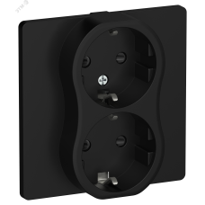 FLITE Розетка 2-местная с заземлением с защитными шторками безвинтовое крепление 16А в сборе РСш12-1-К-ФлЧ черный IEK