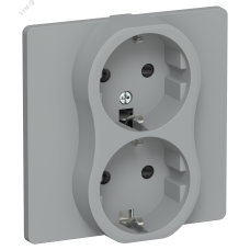 FLITE Розетка 2-местная с заземлением с защитными шторками безвинтовое крепление 16А в сборе РСш12-1-К-ФлС серый IEK
