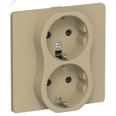 FLITE Розетка 2-местная с заземлением с защитными шторками безвинтовое крепление 16А в сборе РСш12-1-К-ФлХ хаки IEK