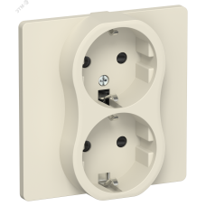 FLITE Розетка 2-местная с заземлением с защитными шторками безвинтовое крепление 16А в сборе РСш12-1-К-ФлСл сливочный IEK
