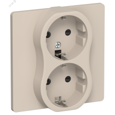 FLITE Розетка 2-местная с заземлением с защитными шторками безвинтовое крепление 16А в сборе РСш12-1-К-ФлЛ льняной IEK