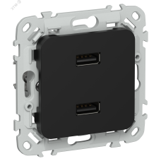 FLITE Розетка USB A+A 3,1А РЮ-2-ФлЧ черный IEK