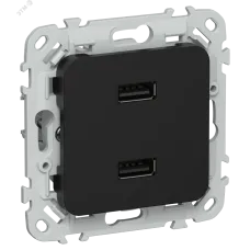 FLITE Розетка USB A+A 3,1А РЮ-2-ФлЧ черный IEK