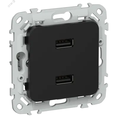 FLITE Розетка USB A+A 3,1А РЮ-2-ФлЧ черный IEK