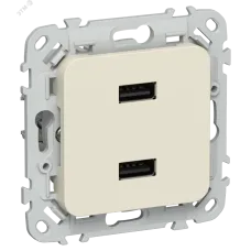 FLITE Розетка USB A+A 3,1А РЮ-2-ФлСл сливочный IEK