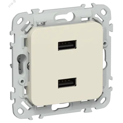 FLITE Розетка USB A+A 3,1А РЮ-2-ФлСл сливочный IEK