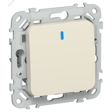 FLITE Выключатель 1-клавишный с индикацией 10А ВС11-1-1-ФлСл сливочный IEK
