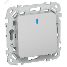 FLITE Выключатель 1-клавишный проходной с индикацией 10А ВС61-1-1-ФлА алюминий IEK