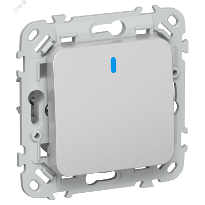 FLITE Выключатель 1-клавишный проходной с индикацией 10А ВС61-1-1-ФлА алюминий IEK