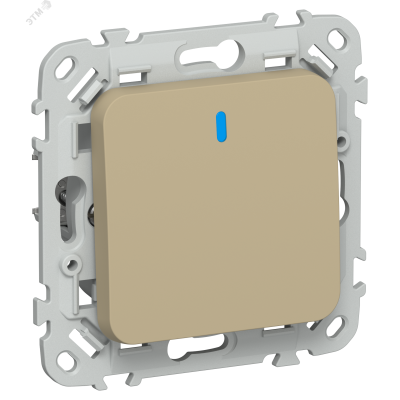 FLITE Выключатель 1-клавишный проходной с индикацией 10А ВС61-1-1-ФлХ хаки IEK