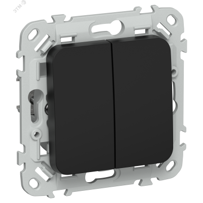 FLITE Выключатель 2-клавишный 10А ВС12-1-0-ФлЧ черный IEK