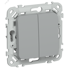 FLITE Выключатель 2-клавишный 10А ВС12-1-0-ФлС серый IEK