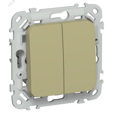 FLITE Выключатель 2-клавишный 10А ВС12-1-0-ФлО оливковый IEK