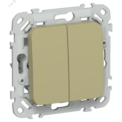 FLITE Выключатель 2-клавишный 10А ВС12-1-0-ФлО оливковый IEK